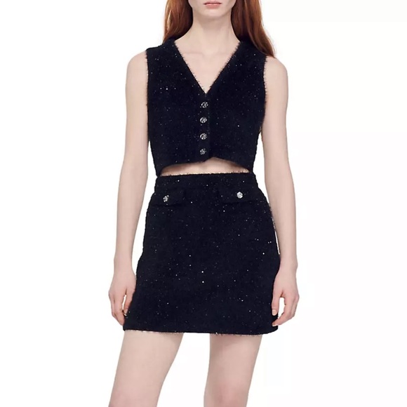 Sandro Michou tweed cropped sweater vest - Picture 4 of 4